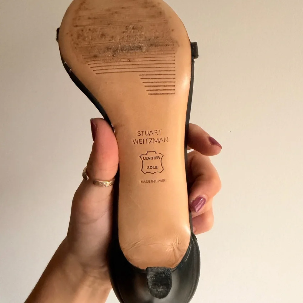 SOLD❌ Stuart Weitzman Black Single-Strap Ankle-Heel Sandal - Picture 5 of 9